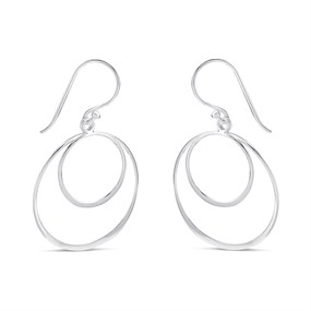 Silver Circles Drop Earrings - F05025