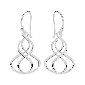 Silver Figure Of Eight Hook Wire Earrings - 34mm drop - F05106