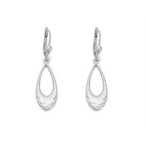 Silver Open Oval Drop Earrings - 42mm drop - F05109