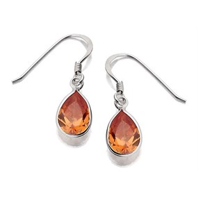 Silver Champagne Cubic Zirconia Hook Wire Earrings - F0745