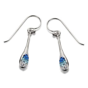 Silver Crystal Hook Wire Drop Earrings - 24mm drop - F0781