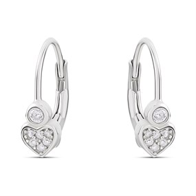 Silver Cubic Zirconia Heart Drop Earrings - F08015