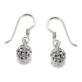 Silver Glitterball Hook Wire Earrings - 20mm - F0825