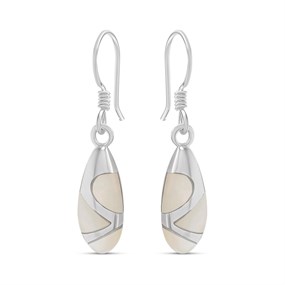 Silver Mother Of Pearl Drop Earrings - F0884
