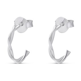 Silver Twist Half Hoop Earrings - 10mm - F10005