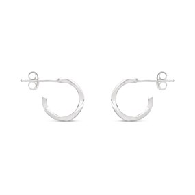 Silver Wave Half Hoop Earrings - 12mm - F10013