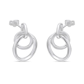 Silver Circles Drop Earrings - 18mm - F10017