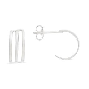 Silver Three Wire Earrings -12mm - F10018