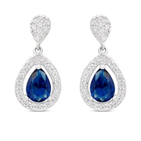 Silver Cubic Zirconia Drop Earrings - 20mm drop - F11027