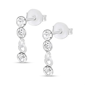 Silver Crystal Drop Earrings - 12mm - F11034