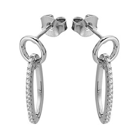 Silver Cubic Zirconia Drop Earrings - 21mm drop - F1194