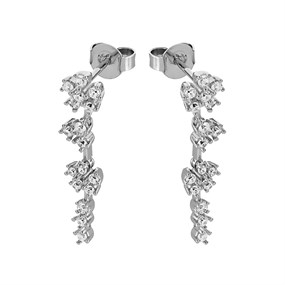 Silver Cubic Zirconia Drop Earrings - 27mm drop - F1223