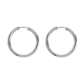 Silver Tube Hoop Earrings - 27mm - F13007