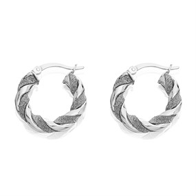 Silver Stardust Hoop Earrings - 20mm - F13008