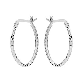 Silver Oval Hoop Earrings - 25mm - F13011