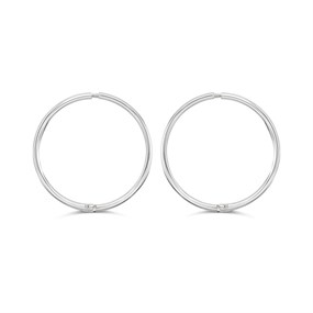 Silver Hinged Hoop Earrings - 20mm - F13014