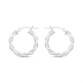 Silver Twist Creole Earrings -20mm - F13020