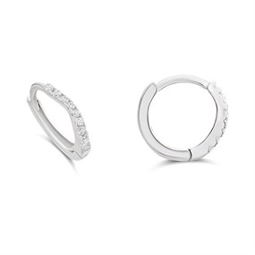 Silver Cubic Zirconia Huggie Earrings -10mm - F13024