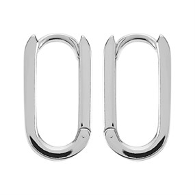 Silver Rectangular Hoop Earrings - 19mm - F13106