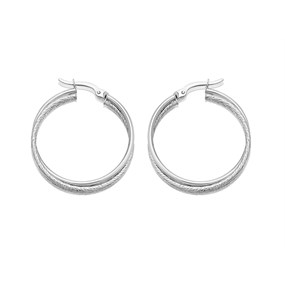 Silver Double Twist Hoop Earrings - 27mm - F13122