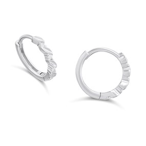 Silver Wave CZ Hoop Earrings - F13168
