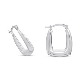 Silver Square Hoop Earrings - F13172