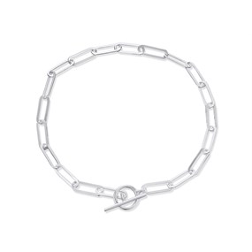 Silver Paperclip T-Bar Bracelet - 7.5in - F14116