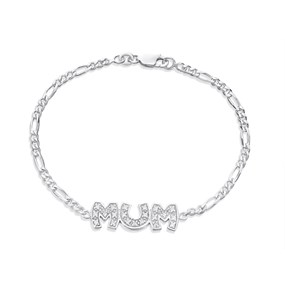Silver Cubic Zirconia Mum Bracelet - 7.5in - F14126