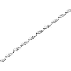 Silver Cubic Zirconia Swirl Bracelet - 7.5in - F14143