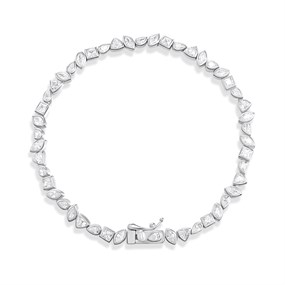 Silver Mixed Cut Cubic Zirconia Rubover Bracelet - F14192