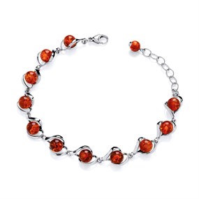 Silver Amber Ball Wrap Bracelet - F14195