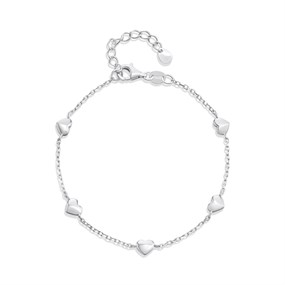 Silver Heart Station Bracelet - F14206