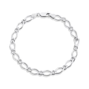 Silver Open Figaro Bracelet - F1608