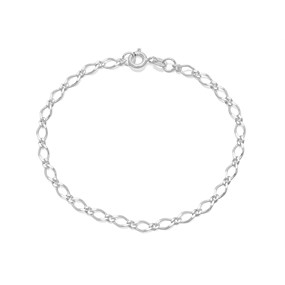 Silver 3mm Wide Figaro Bracelet - 7in - F1708
