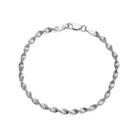 Silver Twisted Herringbone Bracelet - 7.5in - F1744