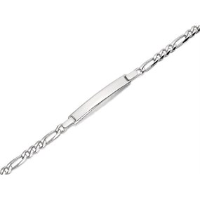 Silver Figaro Identity Bracelet - 7in - F2375
