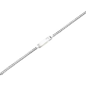 Silver Heart Identity Bracelet - 7in - F2393