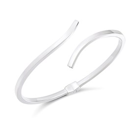 Silver Hinged Square Tube Bangle - F27007