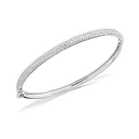 Silver Cubic Zirconia Bangle - F2754