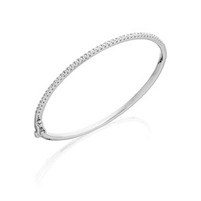 Silver Cubic Zirconia Bangle - F2755