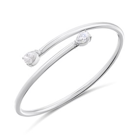 Silver Pear CZ Bypass Bangle - F2759
