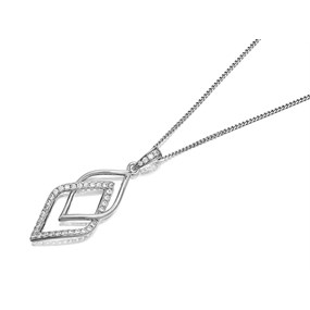 Silver Cubic Zirconia Rhombus Necklace - F33004