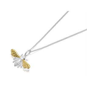 Silver Two Colour Bee Necklace - F33007