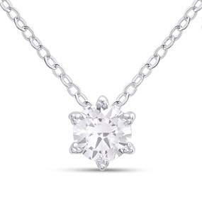 Silver Cubic Zirconia Star Necklace - F33031