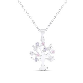 Silver C.Z. Eternal Tree Necklace - F33045
