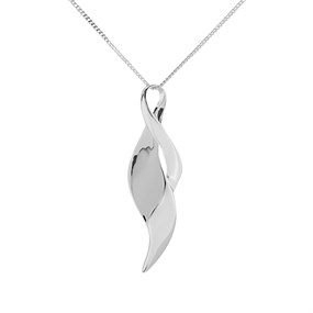 Silver Twisted Leaf Necklace - F3372