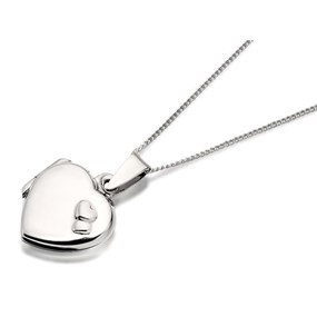 Silver Heart Locket And Chain - F4344