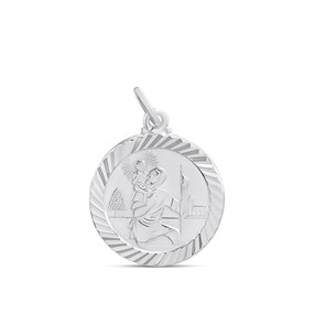 Silver Double Sided St. Christopher Medallion - F4750