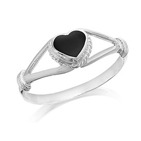 Silver Heart Onyx Ring - F5277