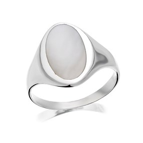 Silver Mother Of Pearl Signet Ring - F5284